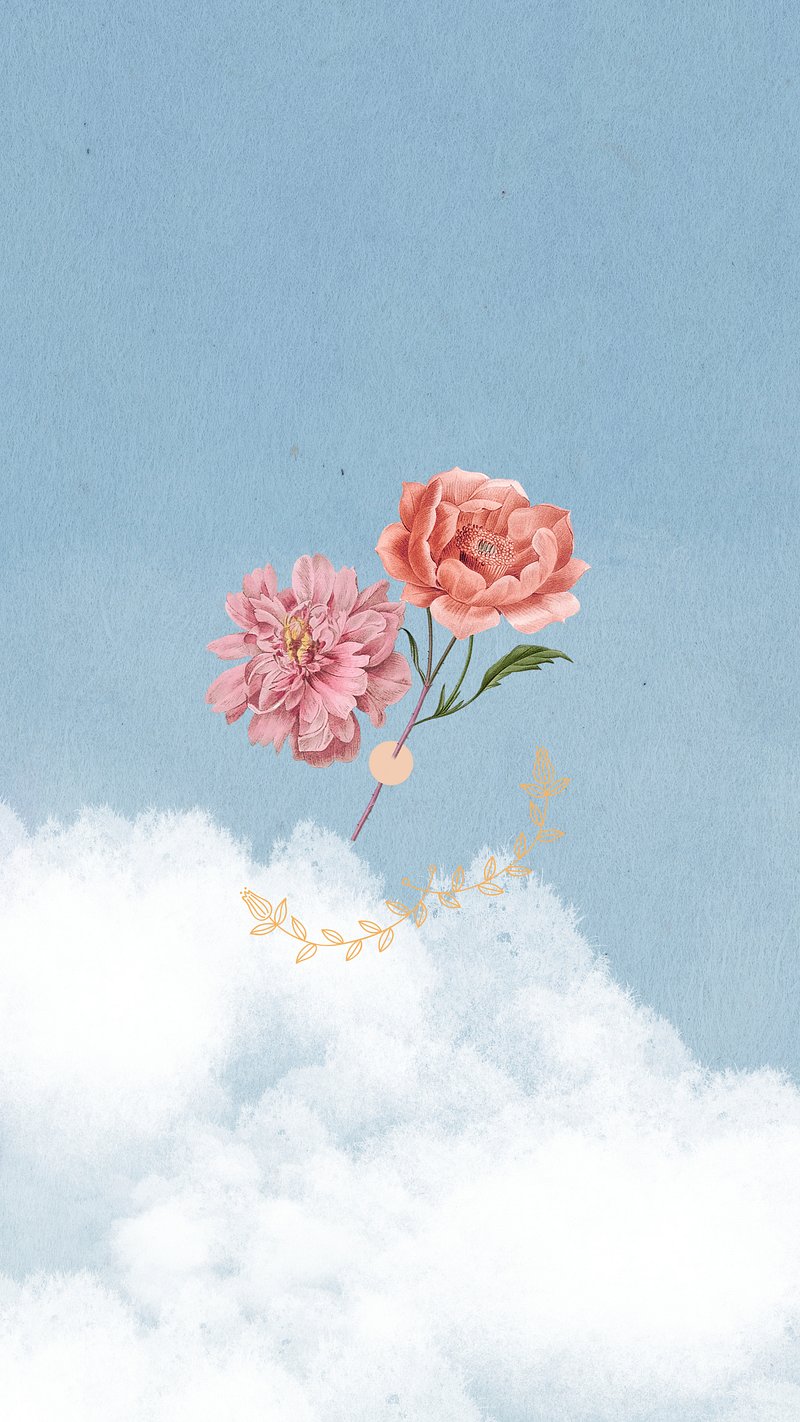 Vintage flower sky mobile wallpaper, | Premium Photo - rawpixel