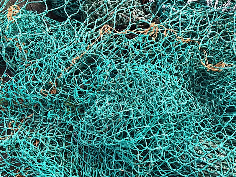 Nylon Fishing Nets In A Market, Closeup Of Photo Stock Photo
