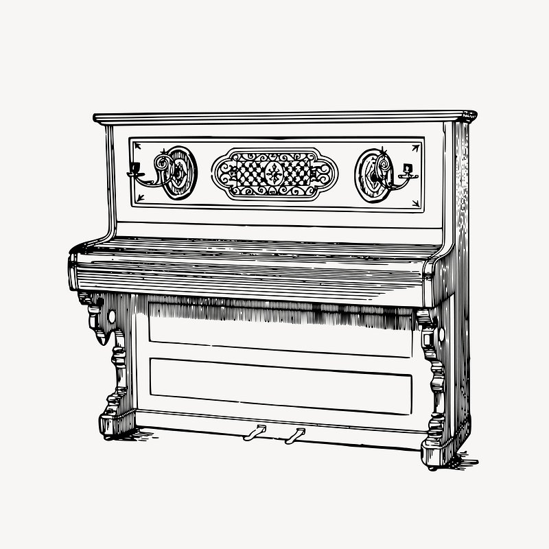 upright piano sketch