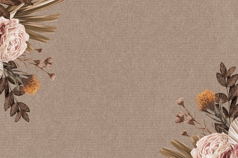 Spring flower background, aesthetic brown