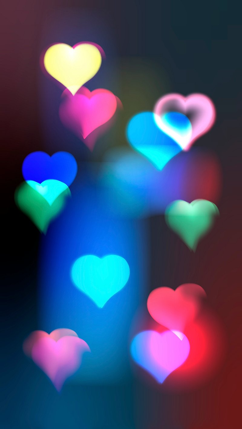 Colorful heart bokeh iPhone wallpaper, | Free Photo - rawpixel