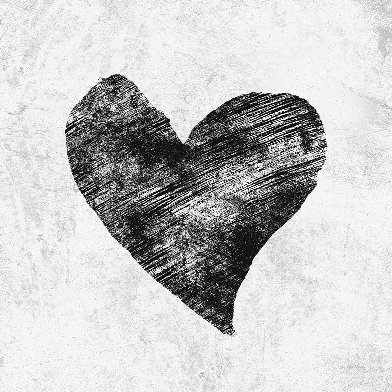 Black grunge heart clipart, dark | Free PSD - rawpixel