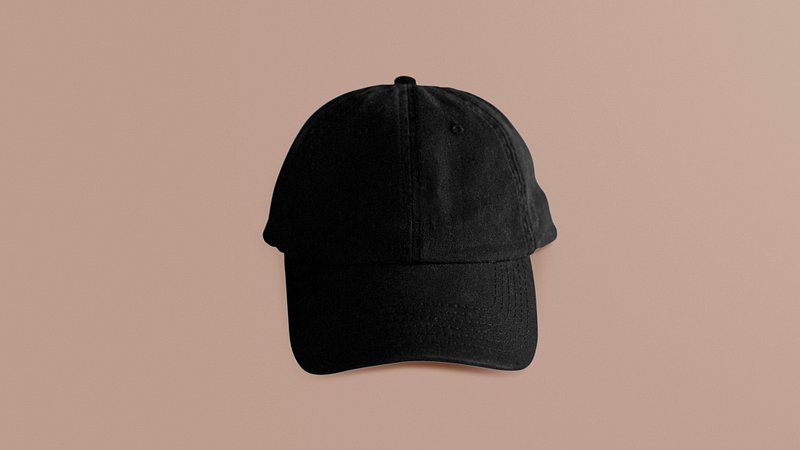 Black baseball cap. Empty hat mockup, headwear caps in back