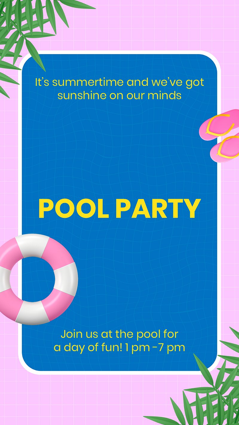 Moldura Pool Party PNG - Imagem Legal