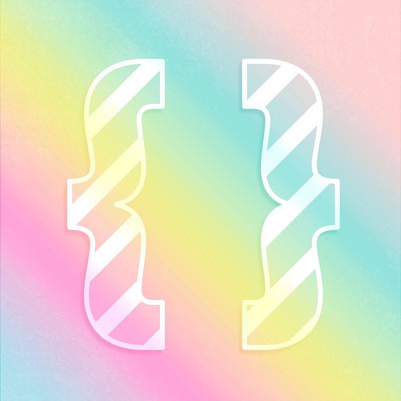 Curly brackets psd rainbow gradient Free PSD rawpixel