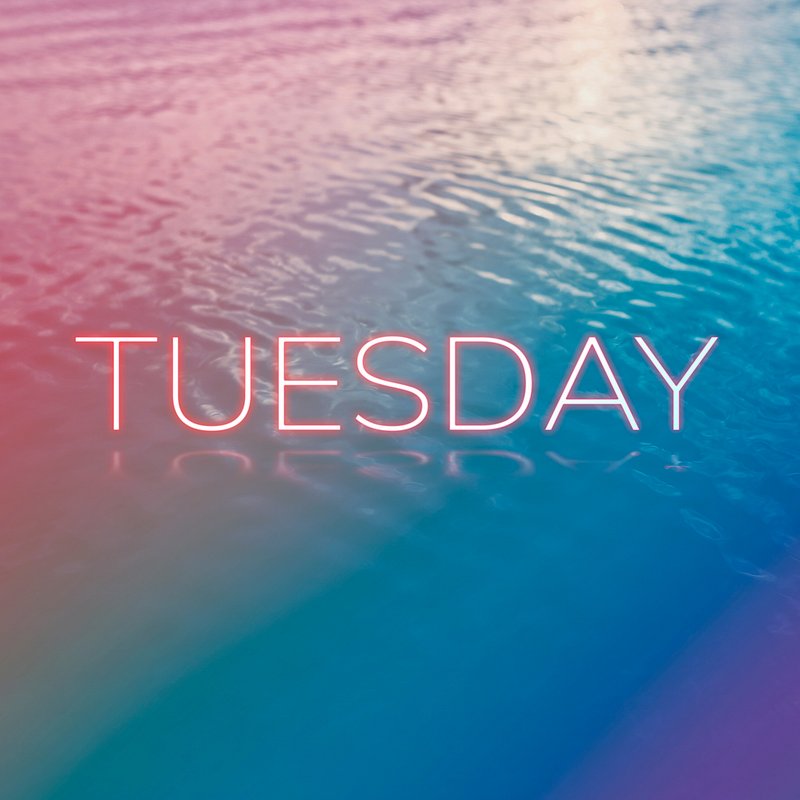 Tuesday neon word typography ocean | Free Photo - rawpixel