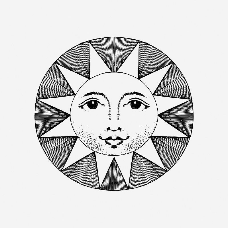 vintage sun drawing
