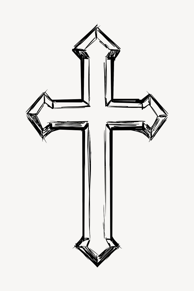 Christian wooden cross. Easter . symbol of Christianity hand drawn vector  illustration sketch Stock Vector | Adobe Stock