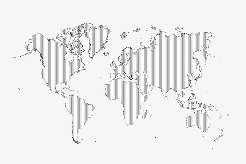 world physical map black and white