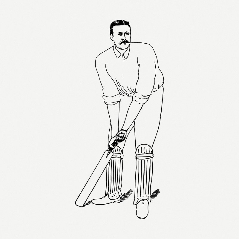 Charcoal sketch of a batsman in cricket on Craiyon