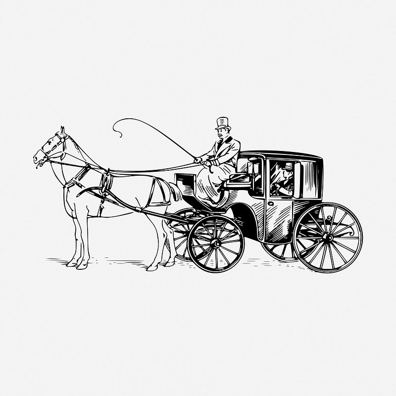 Brougham carriage drawing, vintage transportation | Free Photo - rawpixel