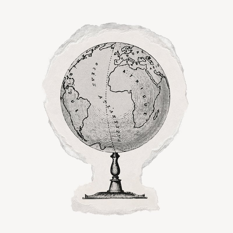 Globe drawing, torn paper, vintage | Free Photo Illustration - rawpixel