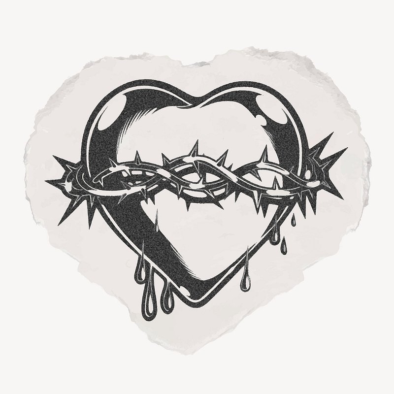 broken heart clip art black and white