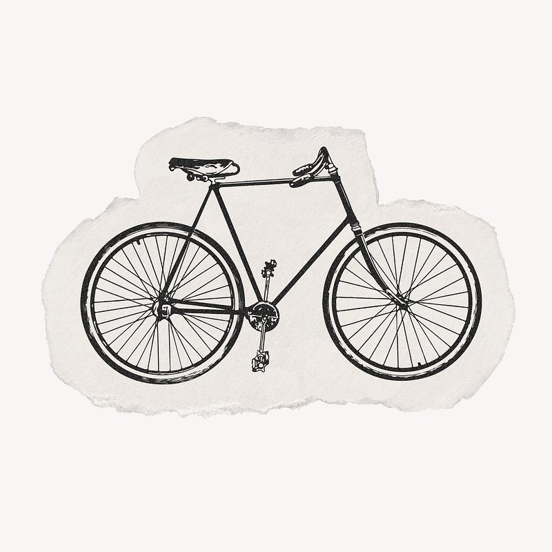 Bicycle drawing, torn paper, vintage | Free Photo Illustration - rawpixel