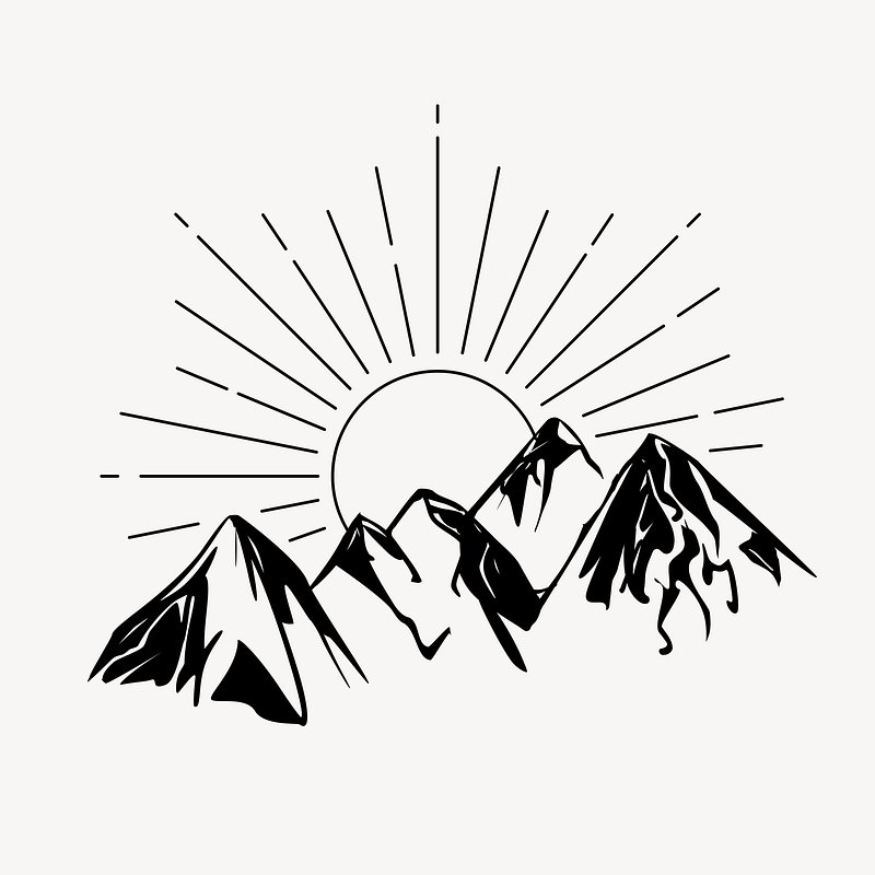 mountain valley clip art black and white