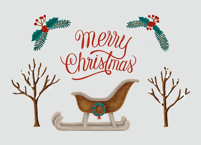 Merry Christmas hand drawn card | Premium PSD Illustration - rawpixel
