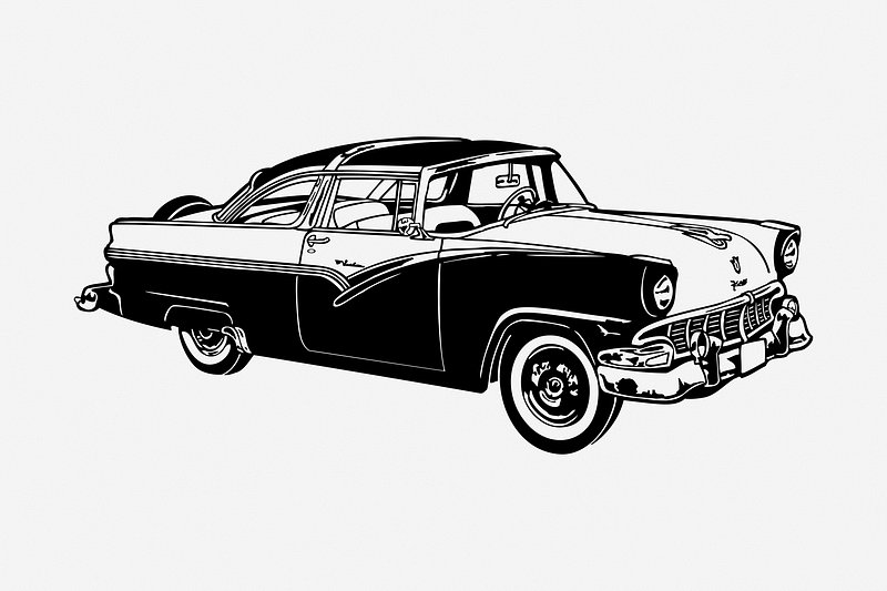 A hand-drawn ink sketch of a vintage toy car. Outline on a white  background, vintage vector illustration. Vintage sketch element for labels,  packaging and cards design. 5245086 Vector Art at Vecteezy