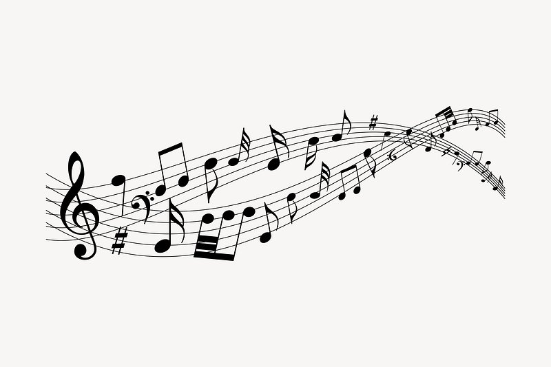 Black and white musical notes vector drawing | Free SVG