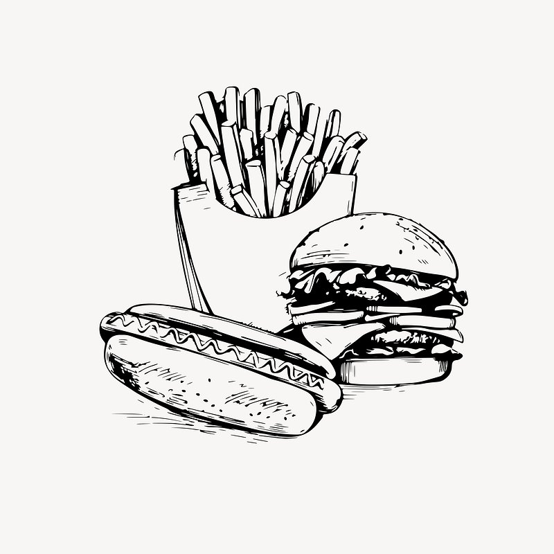 How to Draw a Junk Food  Junk food Burger and fries Food