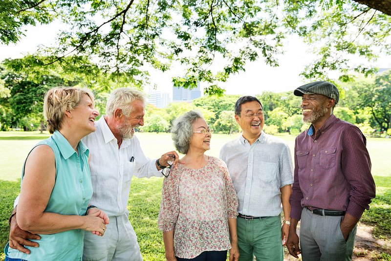 Elder friend. Small talk at the Park.