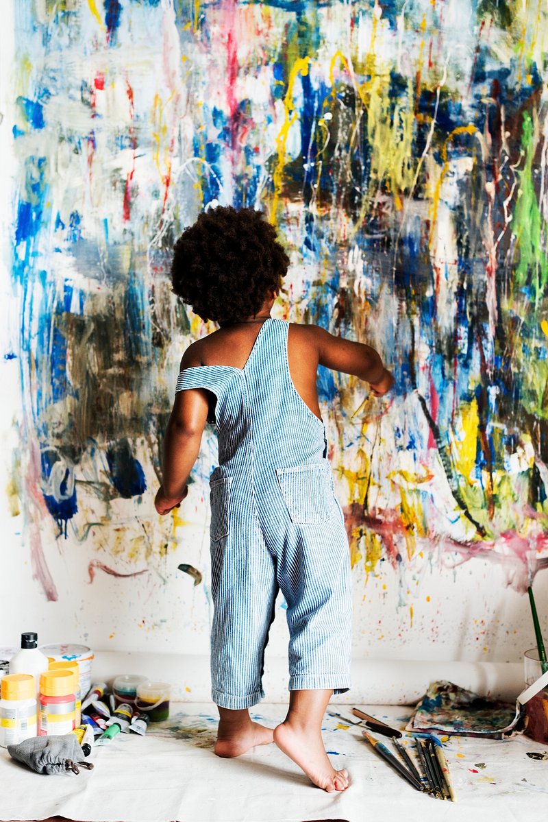 Black kid enjoying his painting, premium image by rawpixel.com