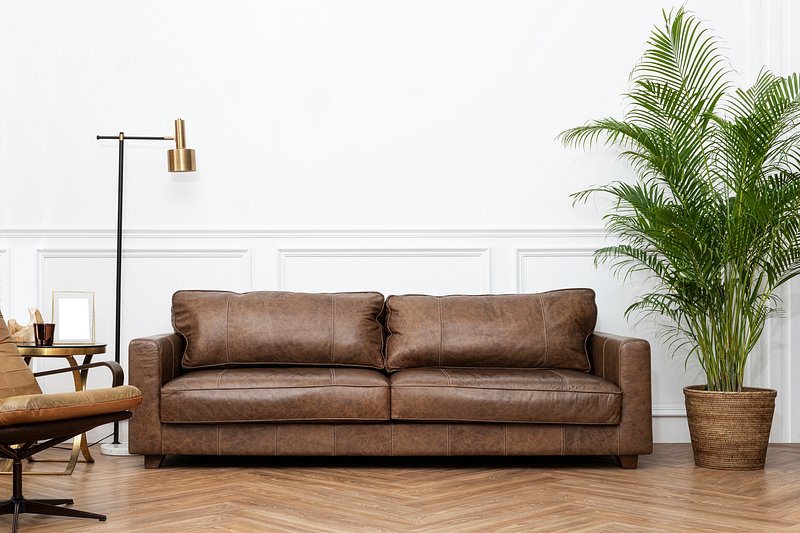 Real Leather Sofa W Clipping Path Stock Photo - Download Image Now