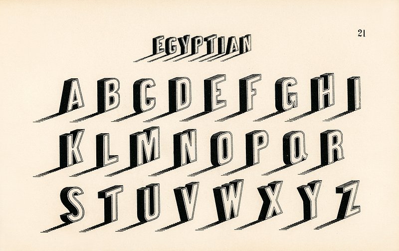 11th-century calligraphy fonts from Draughtsman's Alphabets by