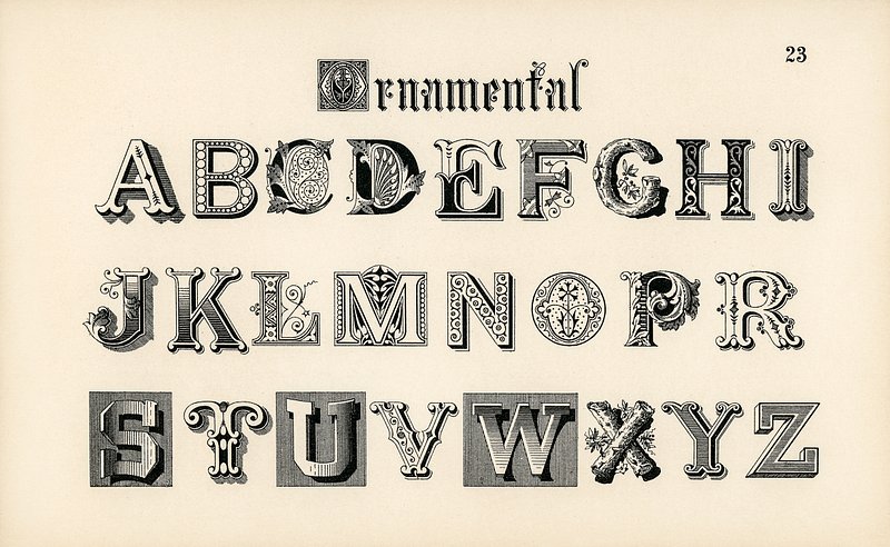 vintage font alphabet