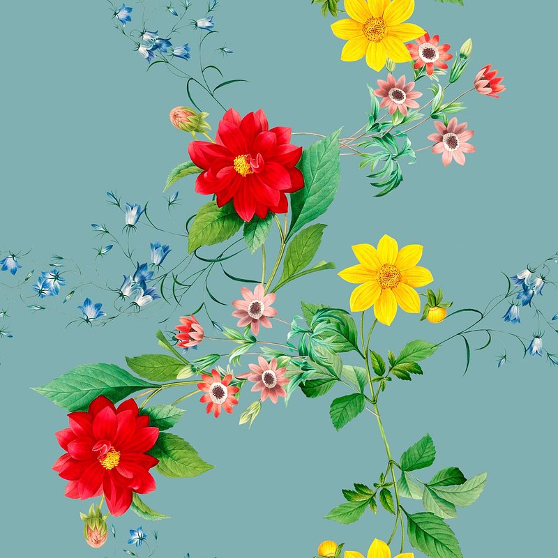 Red and yellow dahlias wallpaper | Premium PSD - rawpixel
