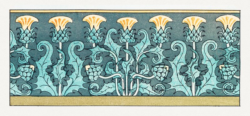 Art nouveau thistle flower pattern | Premium Photo - rawpixel