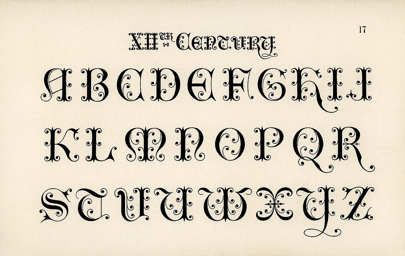 Different types of shadings on fonts from Draughtsman's Alphabets