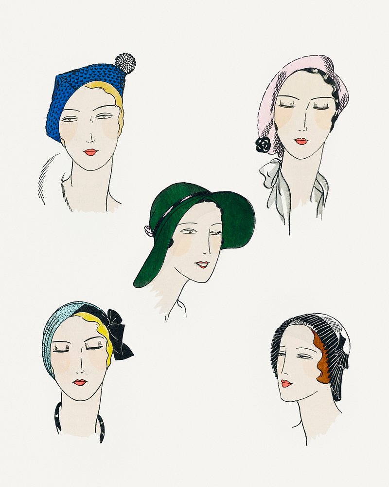 pretty Seasonal Hats (1931) fashion | Free Photo Illustration - rawpixel