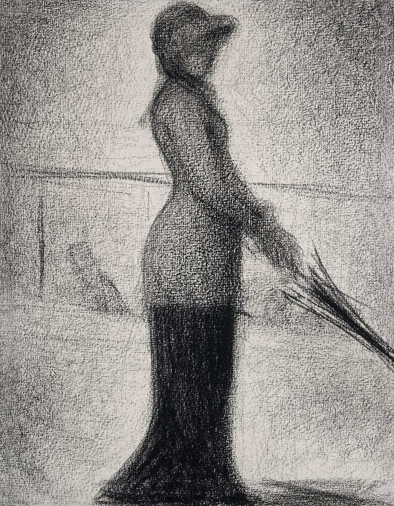 Seurat / Woman in black / Chalk Drawing - Georges Seurat as art print or  hand painted oil.