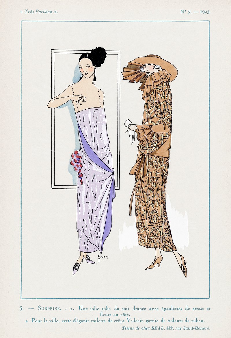 Flapper dresses (1923) fashion plates | Free Photo Illustration - rawpixel
