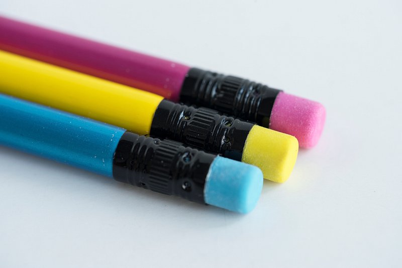 Premium Vector  Set of colored pencils with an eraser on an isolated  background