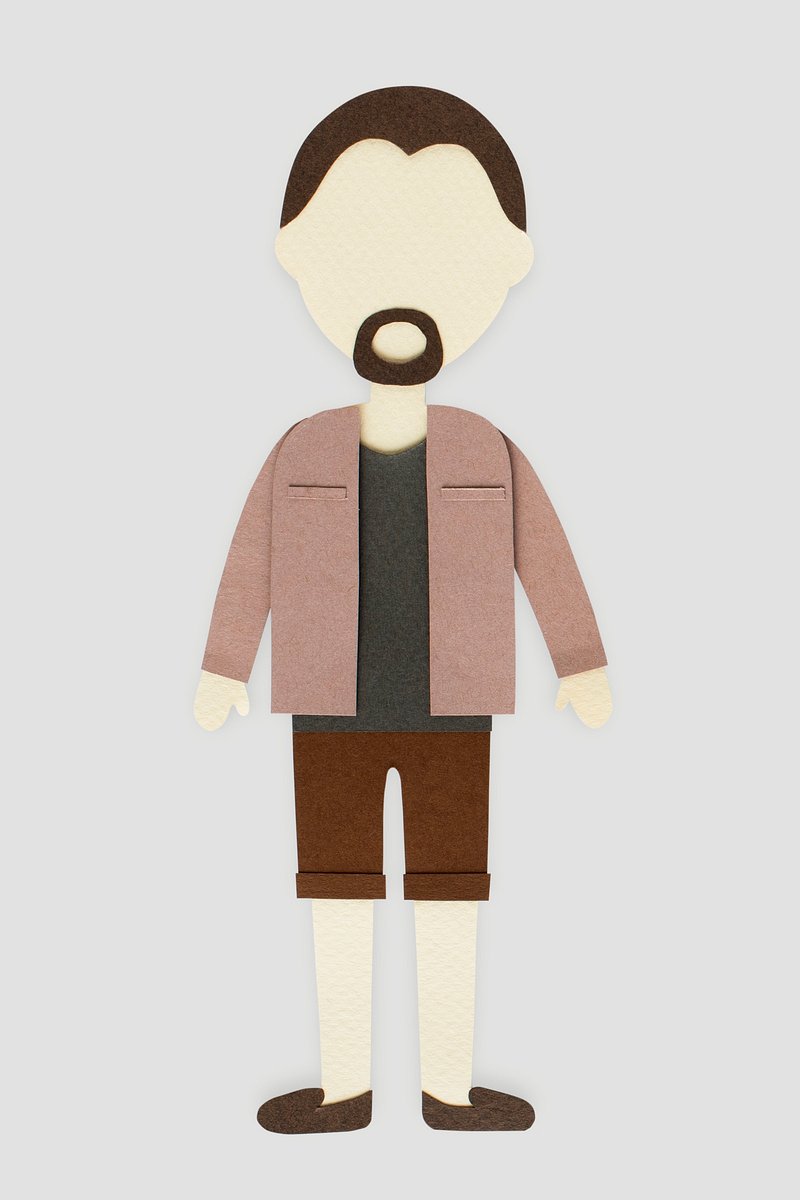 Premium Vector  Papercraft bearded guy