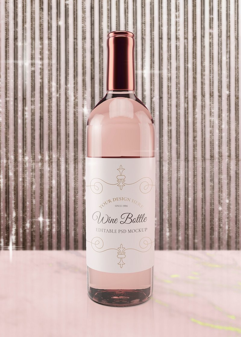 Rosé wine bottle mockup, editable Free PSD Mockup rawpixel