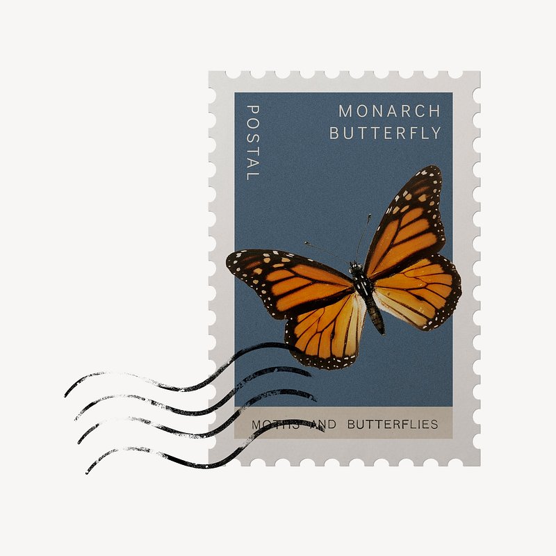 Set retro postage stamps with butterflies Vector Image