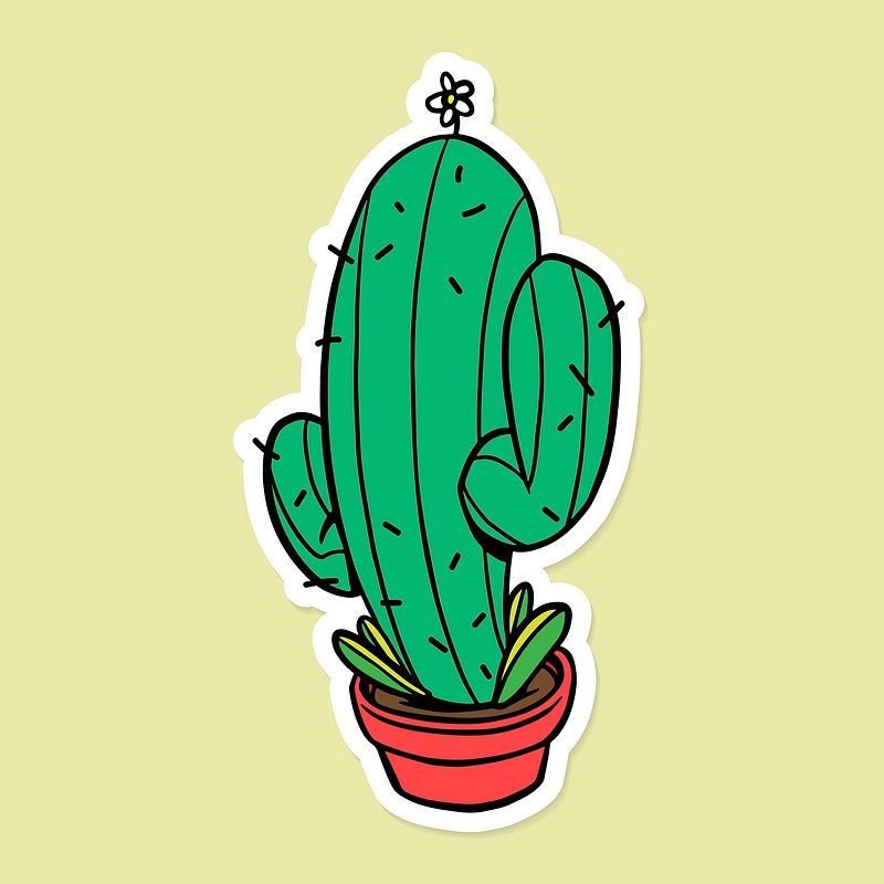 Green saguaro cactus with a white | Free Vector Illustration - rawpixel