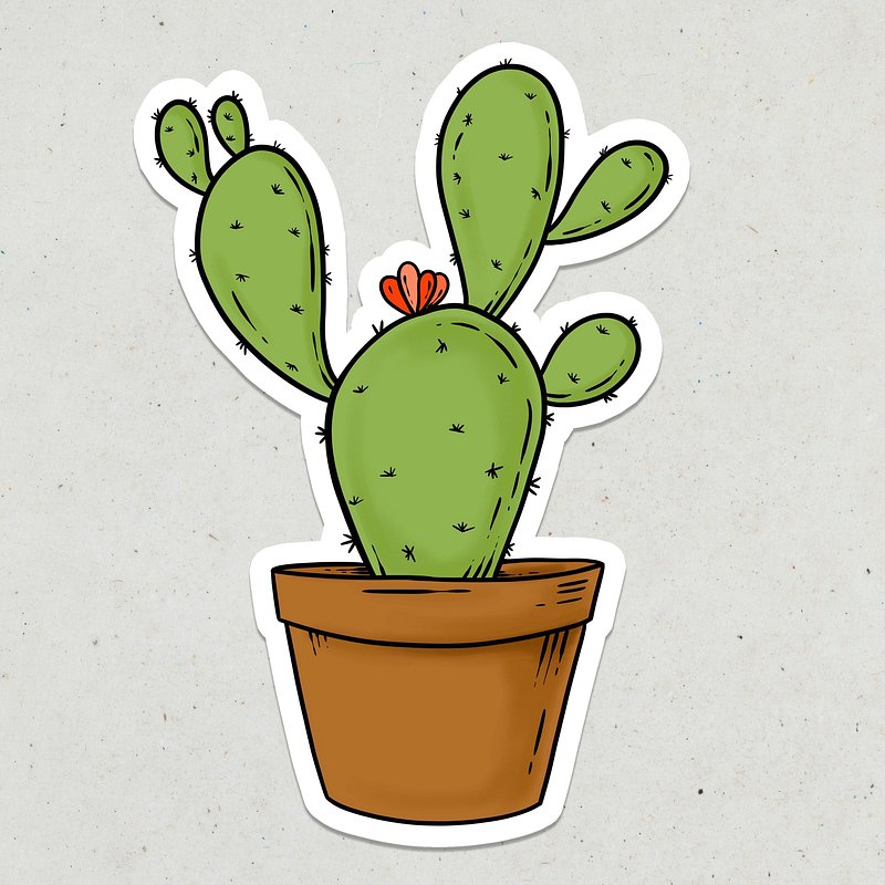 Green cactus sticker design element | PSD - rawpixel