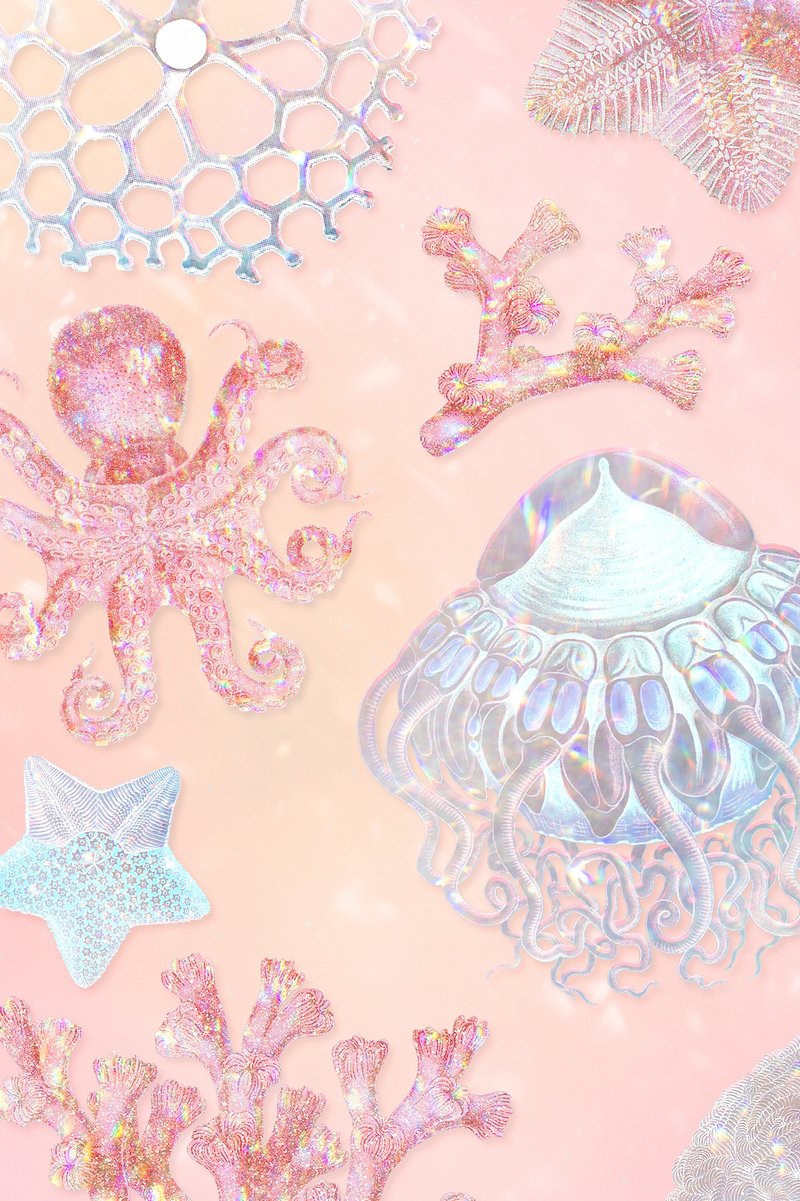Set of holographic marine life | Premium PSD - rawpixel