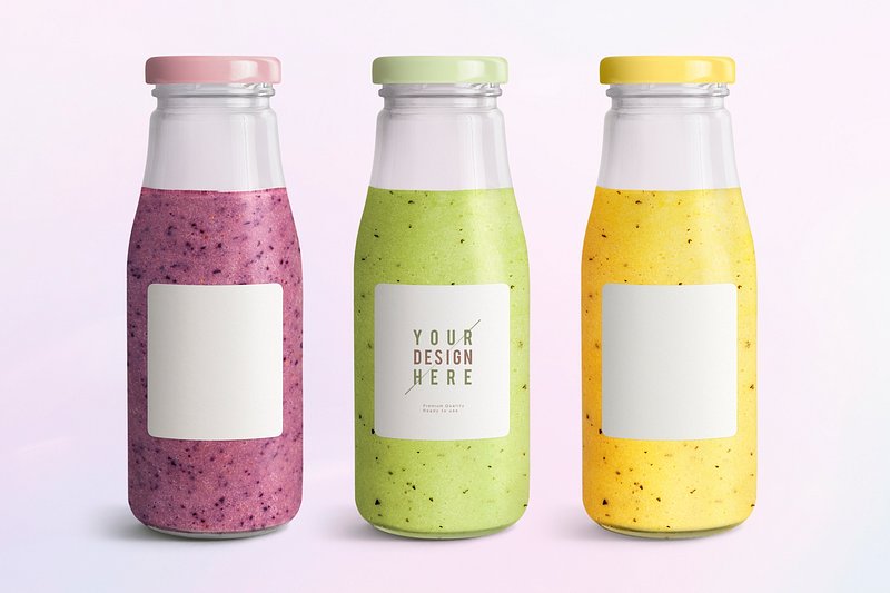 Square Strawberry Smoothie Bottle Mockup - Free Download Images