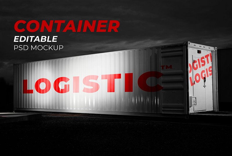 Premium PSD  Realistic black shipping cargo container. isolated