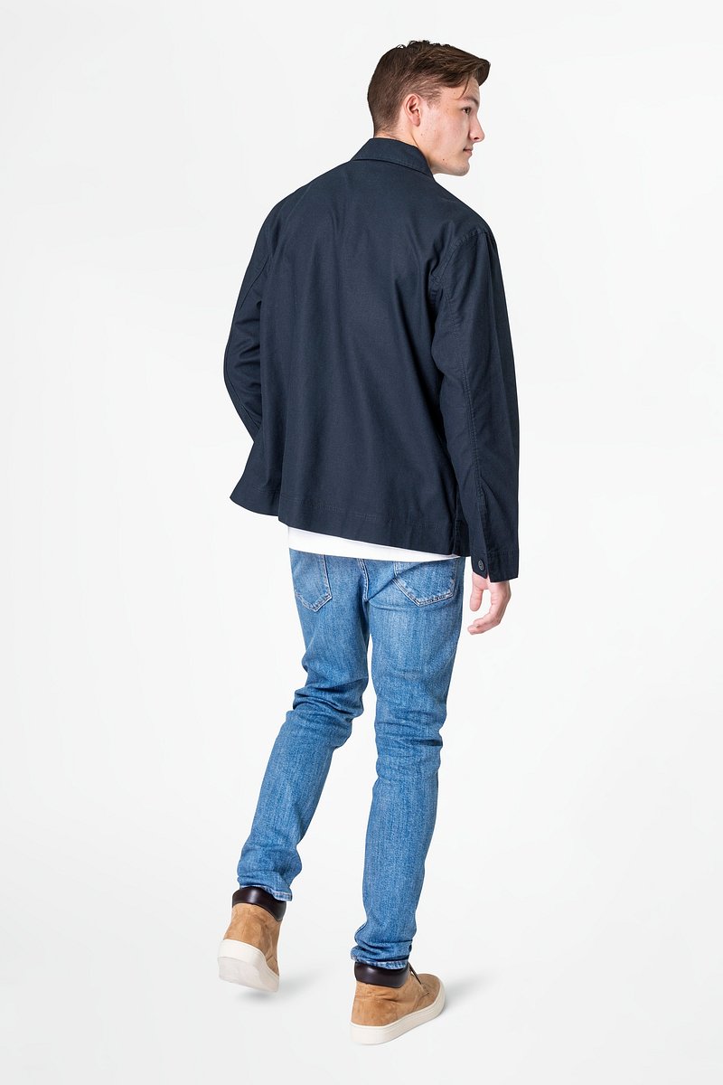 Men’s jacket mockup psd with jeans | Premium PSD Mockup - rawpixel
