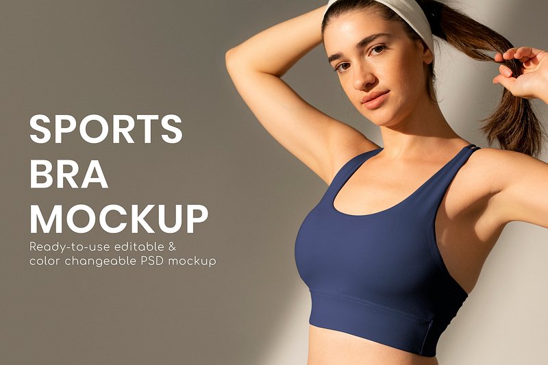 Women's Sports Bra Mockup - Front View - Free Download Images High