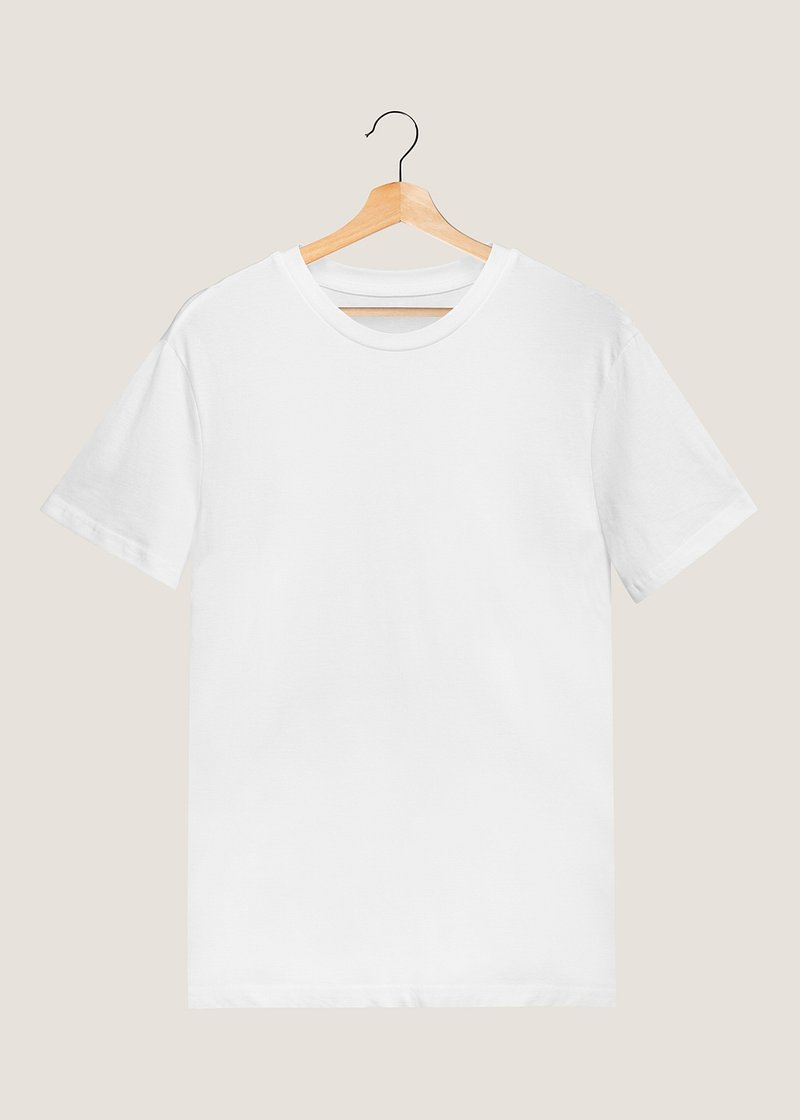 Premium Photo  Hanger with blank white t-shirt on wooden