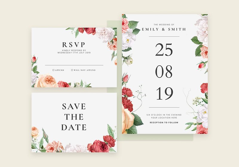 Flower wedding invitation card template | Premium Vector - rawpixel