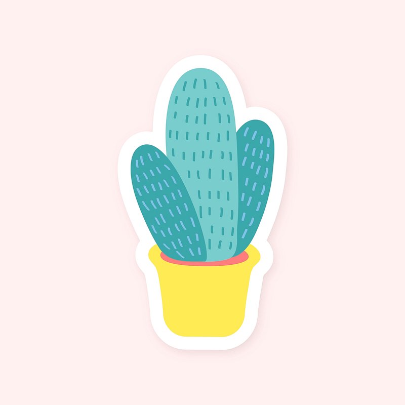Cute cactus in pot sticker | Premium Vector - rawpixel
