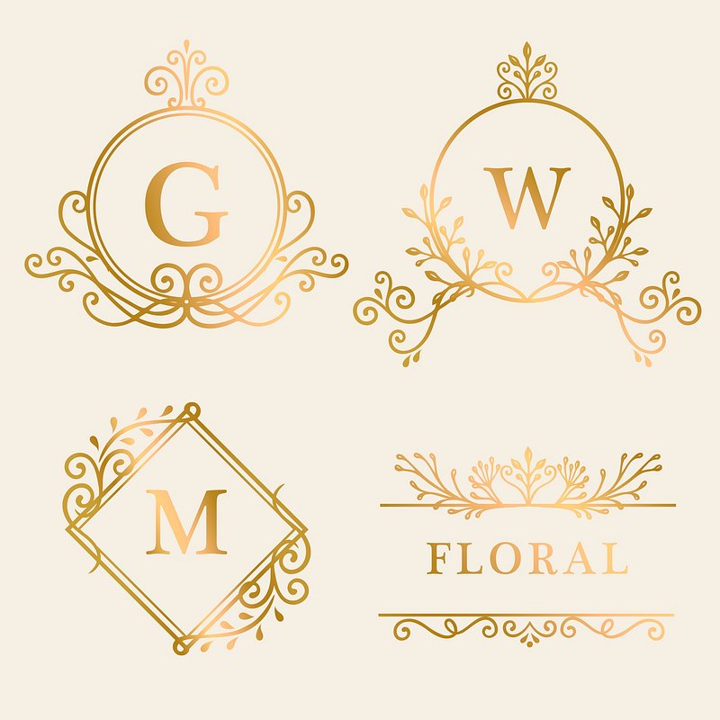 Set vintage floral letter monogram i Royalty Free Vector