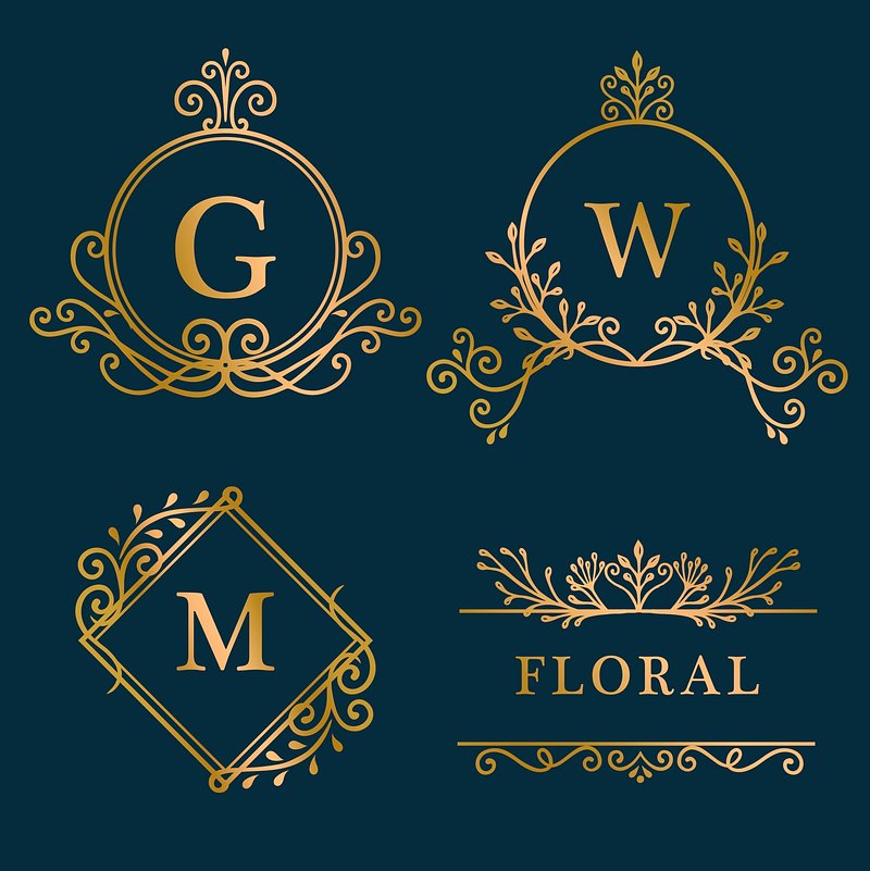 Set vintage floral letter monogram i Royalty Free Vector